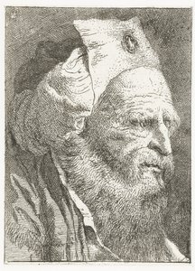 Man met hoed met opgeslagen rand door Giovanni Domenico Tiepolo
