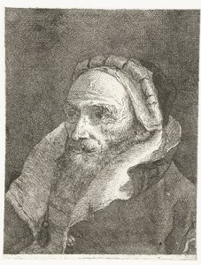 Man met hoog opgeslagen kraag van mantel door Giovanni Domenico Tiepolo
