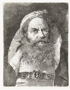 Man met kleine tulband door Giovanni Domenico Tiepolo