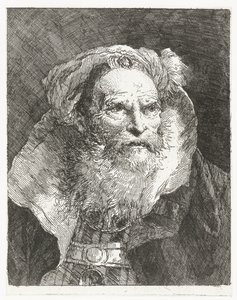 Man met tulband en hoog opstaande kraag door Giovanni Domenico Tiepolo