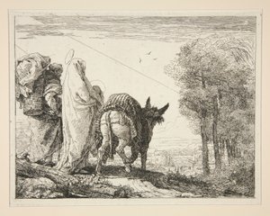 Maria die haar kind in haar armen houdt, uit de serie Idee pittoresche sopra la fuga in Egitto (Vlucht naar Egypte)