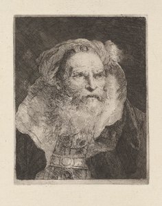 Oude man mediterend, uit de Raccolta di Teste door Giovanni Domenico Tiepolo