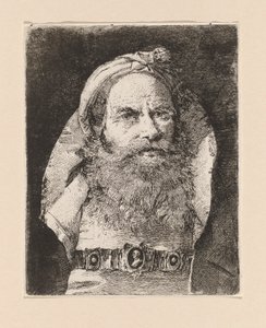 Oude man met kleine tulband, uit de Raccolta di Teste (Collectie van hoofden) door Giovanni Domenico Tiepolo