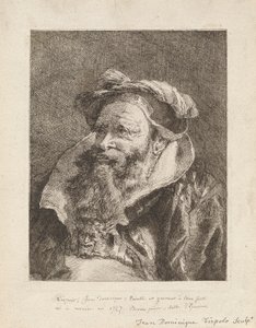 Oude man met een baard, uit de Raccolta di Teste (Collectie van Hoofden) door Giovanni Domenico Tiepolo