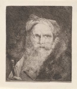 Oude man met een zwaard, uit de Raccolta di Teste (Collectie van hoofden) door Giovanni Domenico Tiepolo