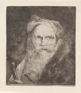 Oude man met een zwaard, uit de Raccolta di Teste (Verzameling van hoofden) door Giovanni Domenico Tiepolo