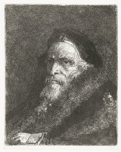 Oude man in bontmantel door Giovanni Domenico Tiepolo