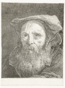 Oude man met baard en baret door Giovanni Domenico Tiepolo