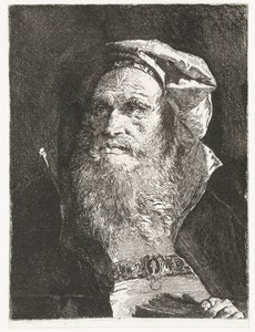 Oude man met baard en boek door Giovanni Domenico Tiepolo