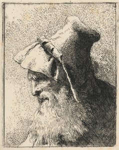 Profiel van een oude man met een baard door Giovanni Domenico Tiepolo
