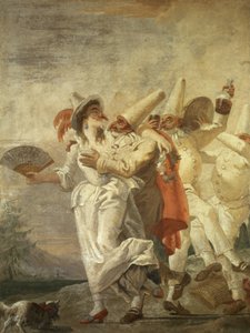 Pulcinella verliefd, c.1793 door Giovanni Domenico Tiepolo