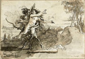 Satyr Verrast een Satyresse