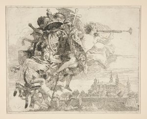 De wapens van Carl Phillipp von Greiffenklau, uit de serie Idee pittoresche sopra la fuga in Egitto (Vlucht naar Egypte) door Giovanni Domenico Tiepolo