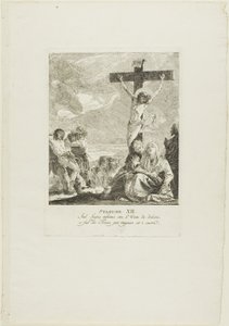 De Kruisiging, plaat twaalf uit Kruiswegstaties door Giovanni Domenico Tiepolo