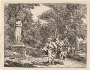 De episode van het vallende idool door Giovanni Domenico Tiepolo