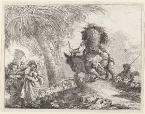 De Vlucht, Jozef Rechts en Maria en Engel Links