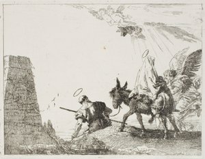 De Heilige Familie passeert een piramide, plaat twintig uit De vlucht naar Egypte