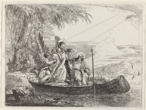 De Madonna, Kind en Engelen die de Boot Binnenkomen door Giovanni Domenico Tiepolo