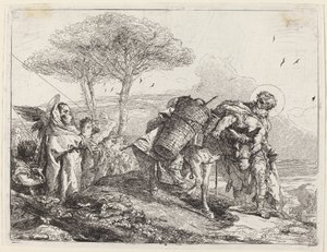 De Madonna en Kind Links, met een Rij Engelen door Giovanni Domenico Tiepolo