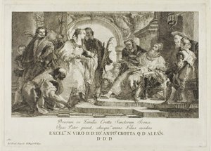 De patroonheiligen van de familie Crotta door Giovanni Domenico Tiepolo