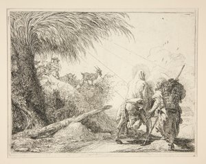De Maagd, gezeten op de ezel en gezien van achteren, uit de serie Idee pittoresche sopra la fuga in Egitto (Vlucht naar Egypte)