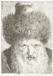 Turkse man met bontmuts door Giovanni Domenico Tiepolo