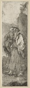 Twee oude mannen in een landschap door Giovanni Domenico Tiepolo