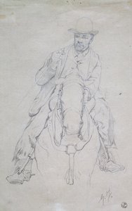 Buttero te paard (Toscaanse cowboy)