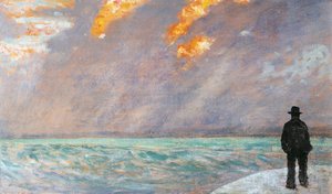 Italië, Florence, Zonsondergang aan Zee