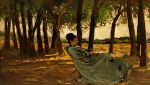 Mevrouw Martelli in Castiglioncello door Giovanni Fattori