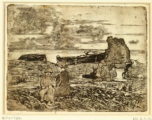 Rustende Zeelieden door Giovanni Fattori
