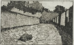 Kleine Straat aan de Rand van Florence met Puppy door Giovanni Fattori