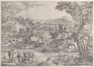De doop van Christus linksonder, binnen een landschap, 1626-80