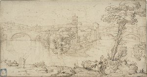 Uitzicht op Isola Tiberina