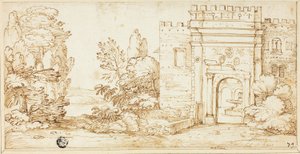 Uitzicht op La Magliana door Giovanni Francesco Grimaldi