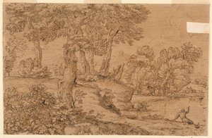 Boslandschap met een Vijver