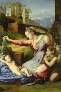 Maagd van de Sluier (De Maagd met de Blauwe Diadeem) door Giovanni Francesco Penni