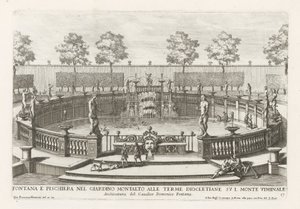 Fontein en visvijver in de tuinen van de Villa Montalto te Rome door Giovanni Francesco Venturini