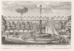 Fontein in de tuinen van Villa Doria Pamphilj te Rome door Giovanni Francesco Venturini