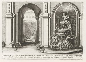 Fontein in een binnenplaats van het Palazzo Doria Pamphilj te Rome door Giovanni Francesco Venturini