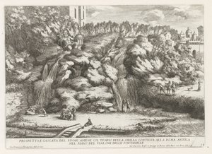 Landschap met cascade en Tempel van de Tiburtijnse Sibille te Tivoli