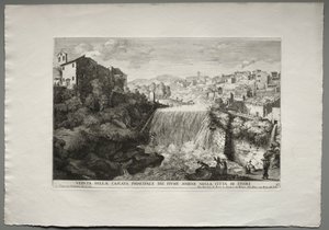Veduta della Cascata Principale del Fiume Aniene in de stad Tivoli