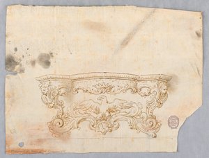 Ontwerp voor een console tafel door Giovanni Giardini