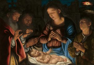 De aanbidding van de herders door Giovanni Girolamo Savoldo