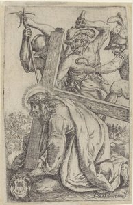 Christus bezwijkt onder het gewicht van het kruis door Giovanni Guidotti