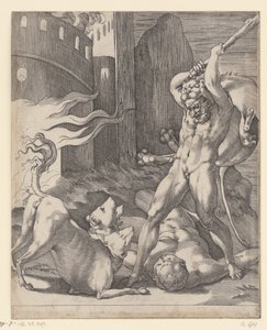 Hercules vecht met de Cerberus