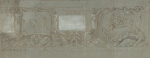 Ontwerp voor een muurschildering met het offer van Abraham en de vlucht naar Egypte, ca. 1600-1647 door Giovanni Lanfranco