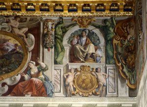 Detail van de fresco in de paleishal, Quirinaal Paleis, Rome door Giovanni Lanfranco