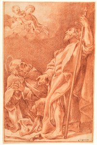 De Madonna met Kind en de heiligen Antonius Abt en Jakobus de Meerdere door Giovanni Lanfranco