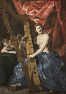 Venus speelt de harp, ca. 1630 door Giovanni Lanfranco